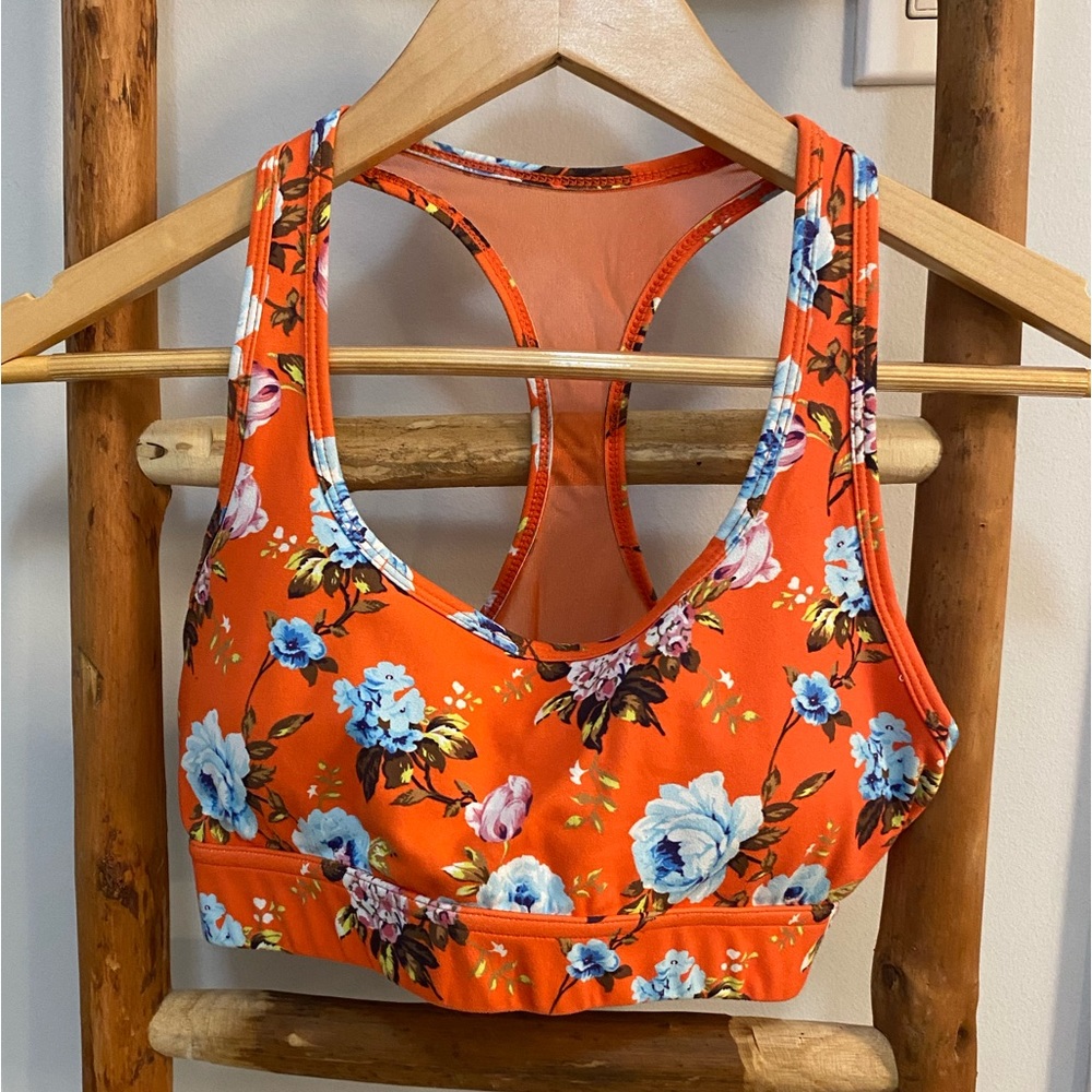 Runners Love Yoga Orange Floral Sports Bra